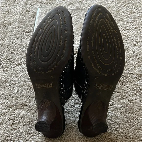 Pikolinos Jerez Black Leather Slip-On Kitten Heel Closed Toe Mules Size EU36 - Picture 9 of 16